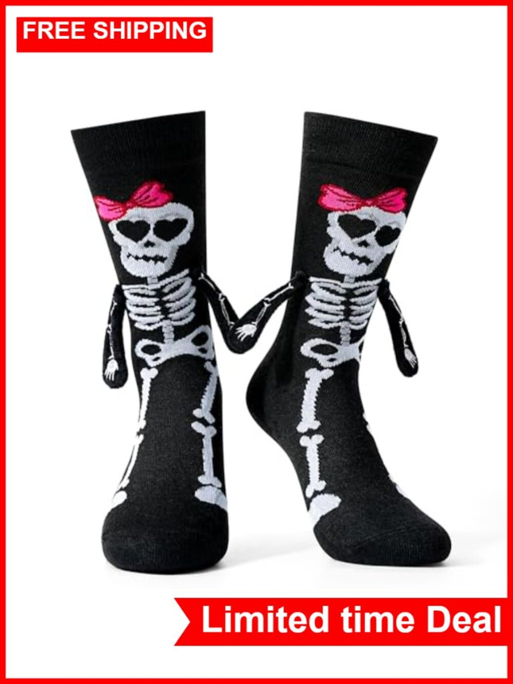 Magnetic Skeleton Halloween Socks for Women Cotton